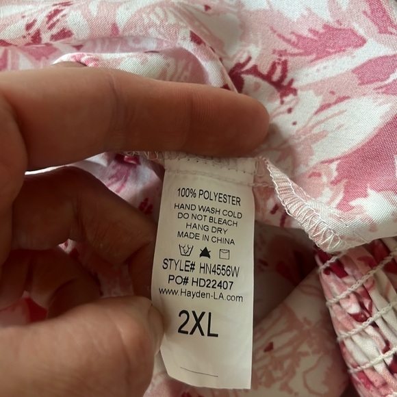 Hayden Los Angeles Floral Back Smocked Tiered Tank Dress size 2XL pink maxi - Picture 7 of 11